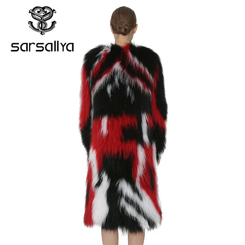 

SARSALLYA Women Real Fox Fur Coat Winter Warm Soft With Knitted Genuine Raccoon Dog Fur Coats Vest Women Outerwear