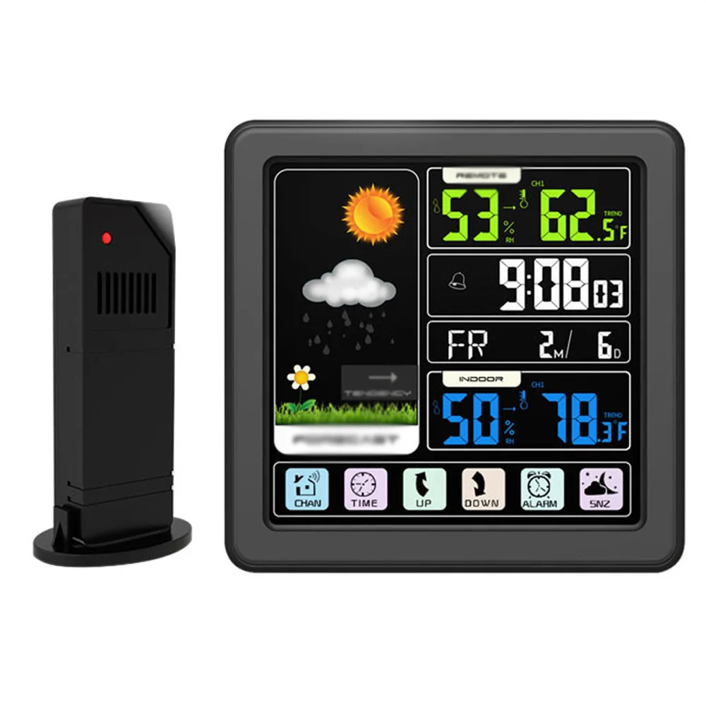 

New Color Touch Screen Wireless Weather Station Clock Indoor Outdoor Thermometer
