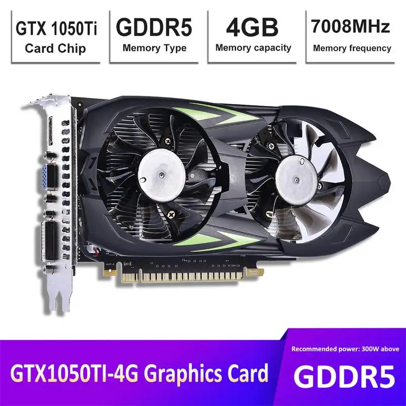 

128Bit PCI-E Expansion Port GTX1050TI-4G GDDR5 Dual Fan Cooling Computer Independent Game Graphics Card Video Card