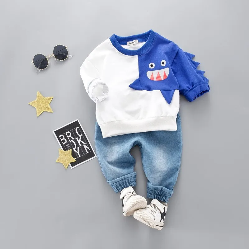 

2019 Spring Infant Clothing Kid Sports Shark Shape T-shirt Pants 2pcs/Sets Children Toddler Tracksuit Baby Boy Girl Clothes Suit