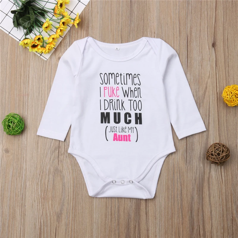 

puke aunt Infant Baby Boys Girls Clothes Kids Jumpsuit Outfits Bodysuit Long Sleeve Playsuit 0-18M
