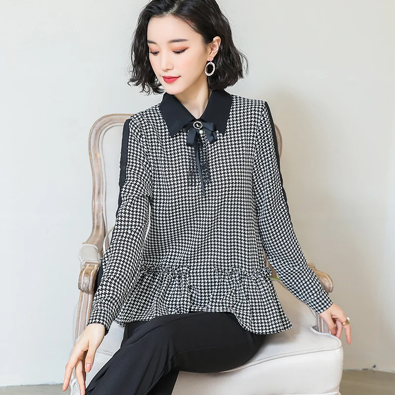 2019 New Spring Women Shirts Full Sleeve Chiffon Loose Plover Render Western Style Blouse Shirt 606 | Женская одежда