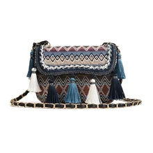 Для женщин кисточкой ткань плеча Crossbody цепи сумки Сумка через плечо