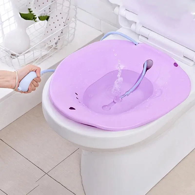 Sitz Bath With Flusher Over-The-Toilet Perineal Soaking Bath For The Elderly Pregnant Women Avoid Squatting