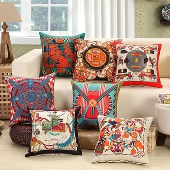 

Linen Fabric Sofa Cushion Cover Pillowcase Persian Style Pattern National Totem Classical Beauty 45x45cm