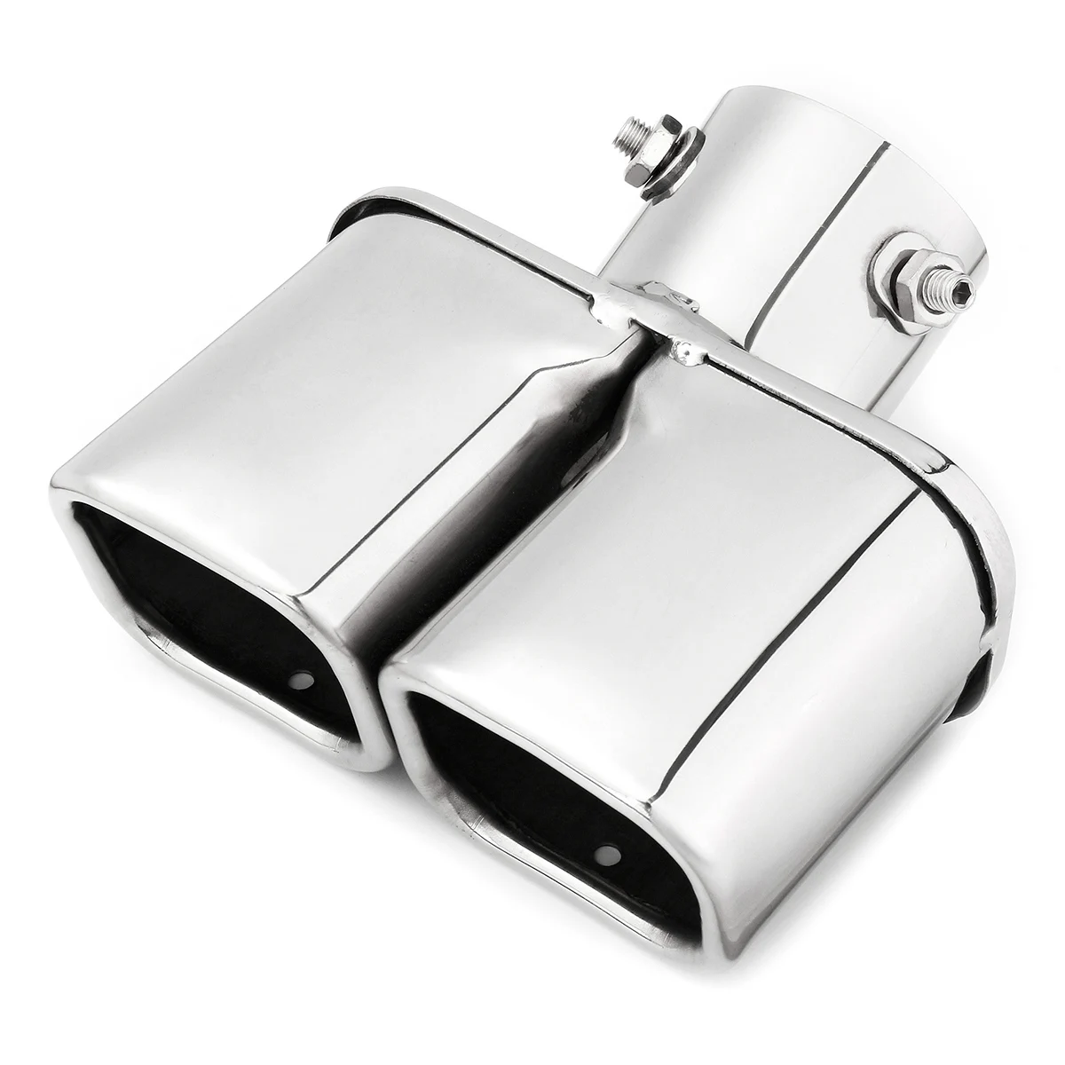 

Car Auto Silver Stainless Steel Chrome Double Outlet Exhaust Tail Pipe Throat Liner Universal 63Mm Inlet