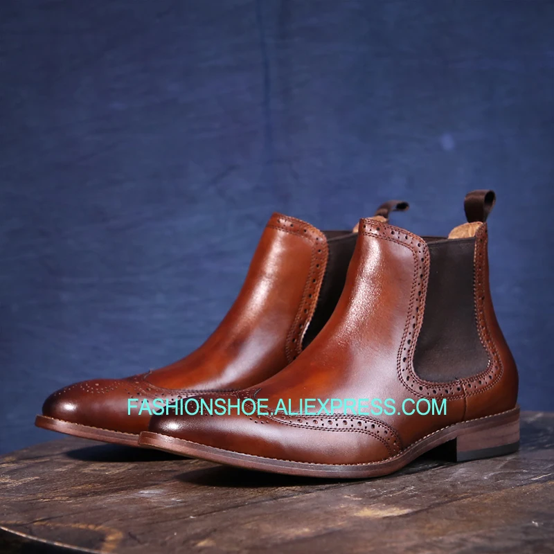 

British Style Chelsea Boots for men Slip on Fall Winter Cow leather Mans Martin Boots