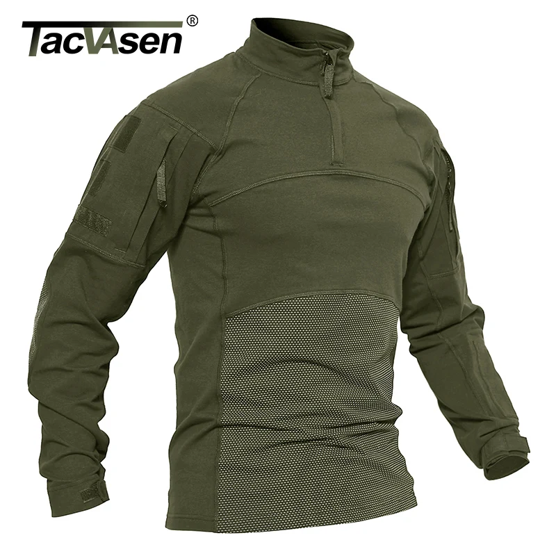 

TACVASEN Men Tactical T-shirts Military Clothing Cotton Long Sleeve Airsoft Army T-shirts Male Lightweight Hunt Tops Paintball