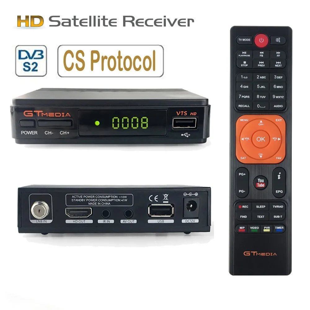 

Power by GTmedia V7S Digital TV Box Satellite Receiver CS Decoder HD DVB-S2 Receptor Wifi Youtube BissVu freesat V7 Set Top Box