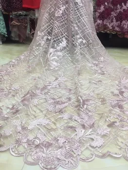 

African Lace Fabric With Sequins 5 Yards/lot 2018 Hot Sequins Fabric High Quality Tulle Sequins Lace Fabric Dress