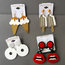 Распродажа акриловые преувеличенные мороженое большие красные губы серьги для женщин персональные панк забавные Висячие серьги ювелирные изделия