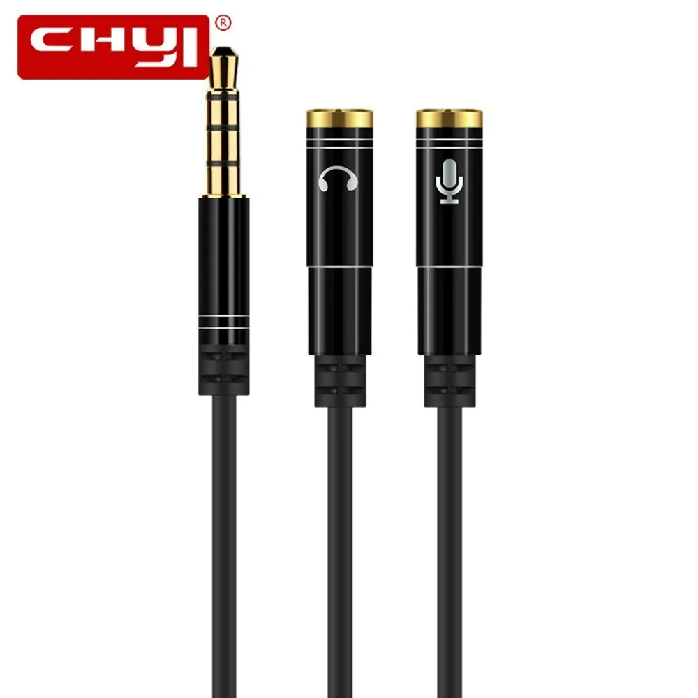 

CHYI Headphones Earphone One 3.5mm Male Jack To Two 3.5mm Female Adapter Cable Wheat Audio Cable Two In One For PC Smartphone