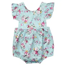Цветочный комбинезон без рукавов для новорожденных девочек, комбинезон, одежда, Размеры 0-18 месяцев