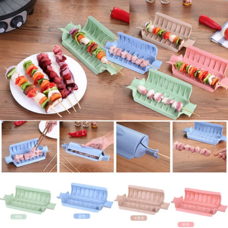 Plastic BBQ Meat Skewer Machine Portable Meat String Making Single Row Hot