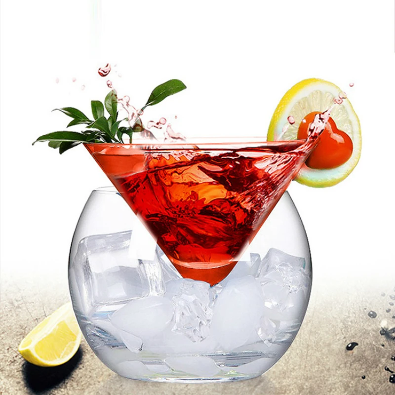 

Creative Cocktail Bar Saloon Bartender Double Deck Wine Glass Set Martini Wedding Champagne Coupes Ice Cream Cup Verre Tumbler