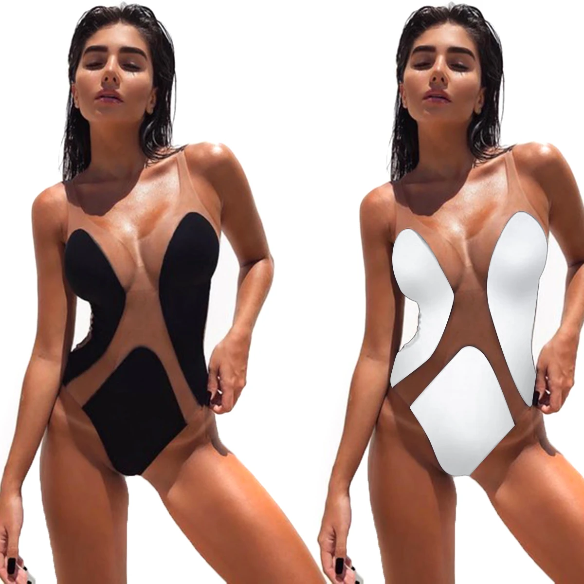 color block monokini