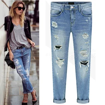 

Jeans for women ripped summer thin skinny women's jeans high waist ripped jeans mujer for women combinaison pantalon femme