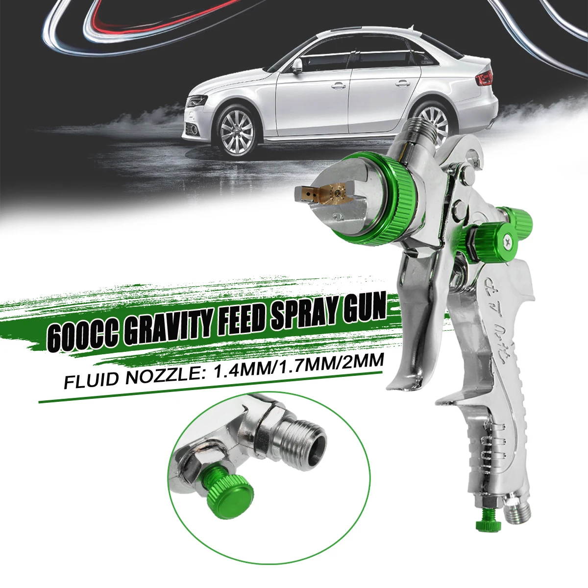 

DOERSUPP Spray-Gun Value Kit Paint Gravity Feed HVLP 3 Nozzle Tips Tools Equipment Hand Tools Power Tools