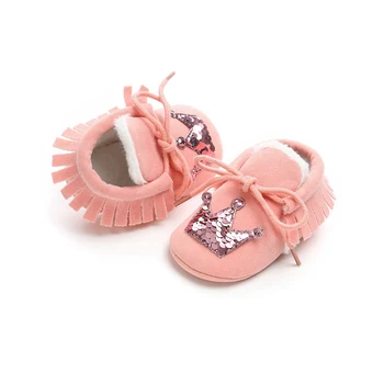 

Baby Girls Lovely Booties Slippers Infant Babies Cotton Suede Soft Anti Slip Snow Shoes 0-18M Winter Warm Bling First Walkers