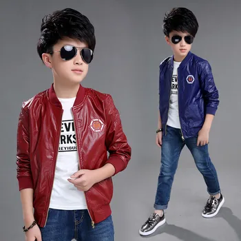 

Boys Coat The Spring and Autumn New Leather Jacket Cuhk Children's Coat Baby Clothes 3 Colors 4-10 12 14 Ages Kids Jackets