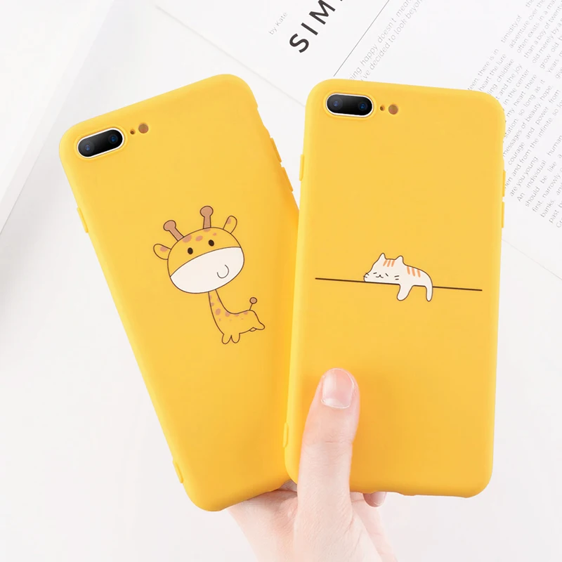 Moskado Yellow Giraffe Cat Phone Case For iPhone X XS Max