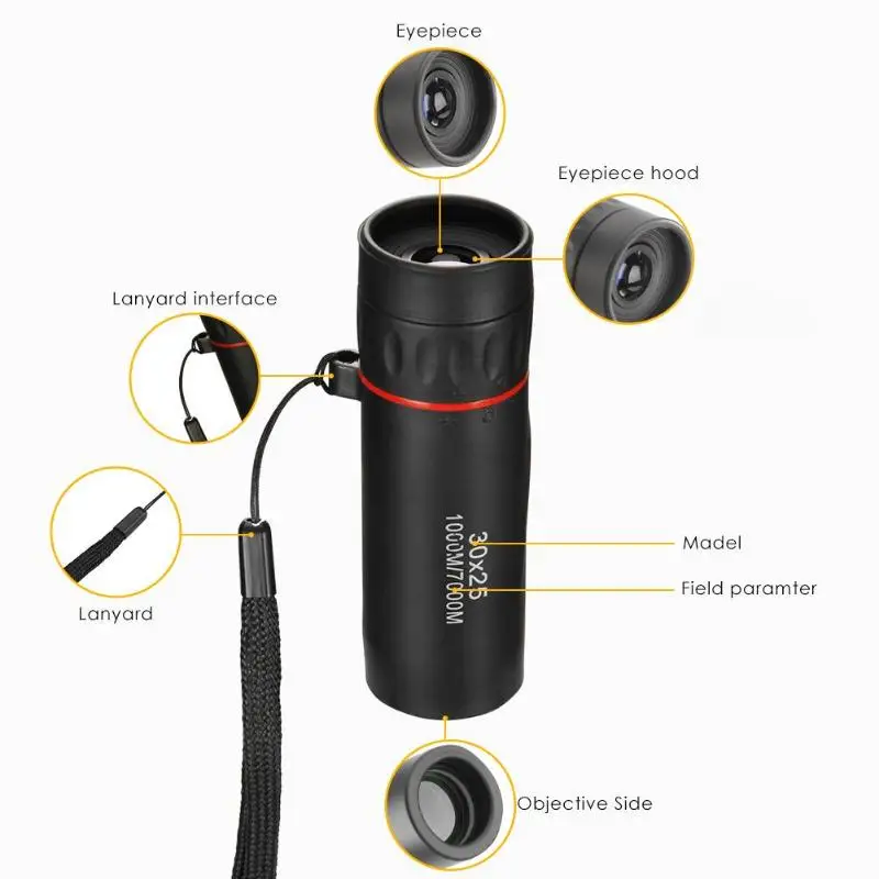 High Definition 30X25 Monocular Telescope Waterproof Mini Portable Military Zoom 7X Scope For Outdoor Travel Hunting Camping High Definition 30X25 Monocular Telescope Waterproof Mini Portable Military Zoom 7X Scope For Outdoor Travel Hunting Camping