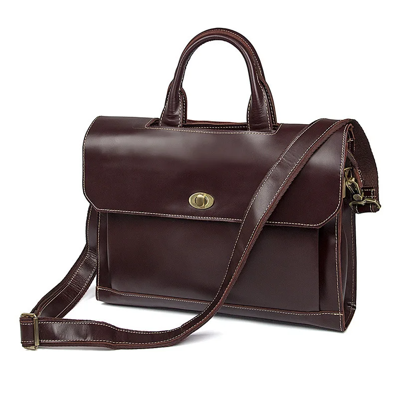 Tasche Leder Hohe Vintage Dark Business Laptop Kapazität Aktentasche Herren Rindsleder Corssbody Brown Handtaschen nw1nXxqRZ