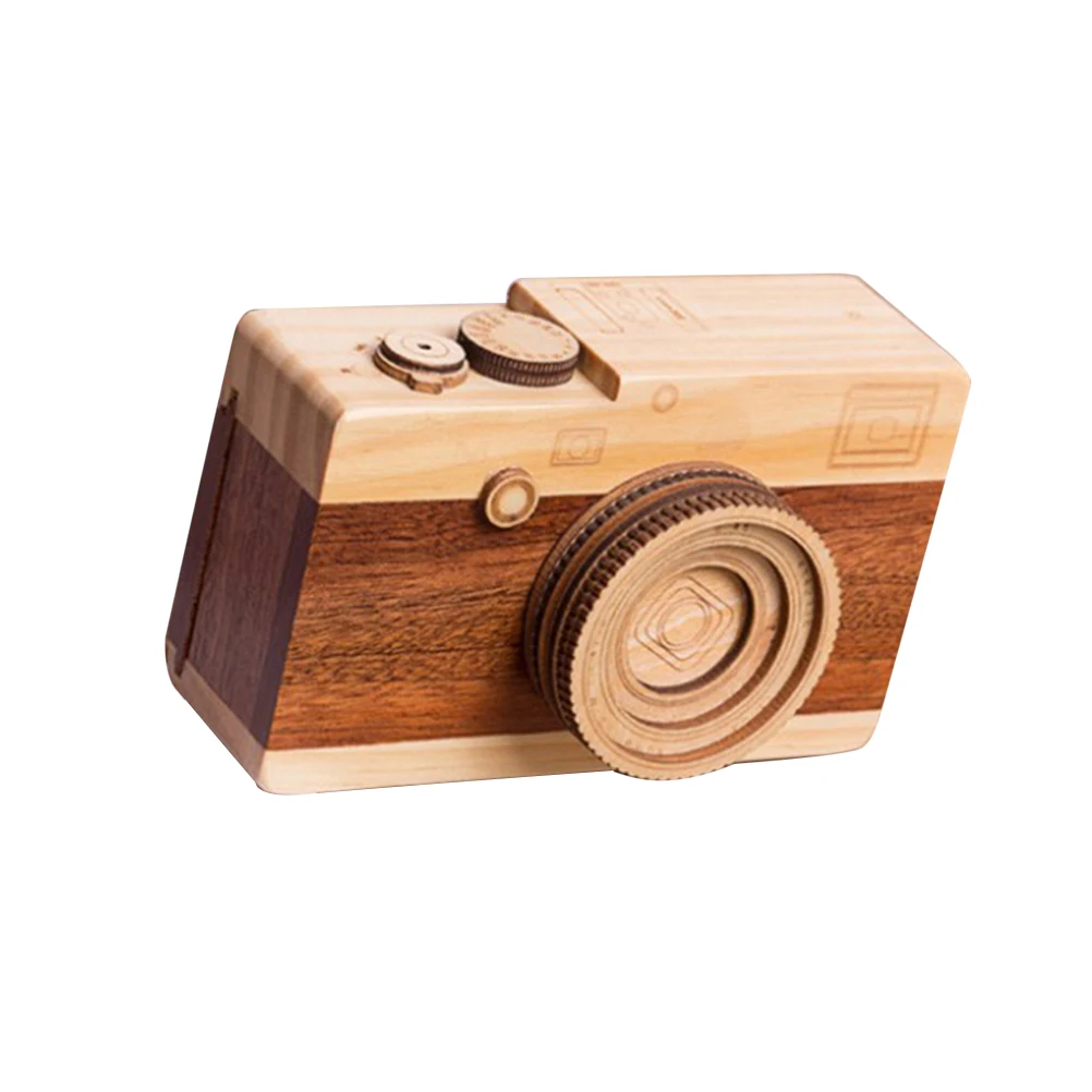 

Wooden Box Retro Camera Design Classical Melody Birthday Home Decoration Fragile Goods Music Box For Valentine'S Gift