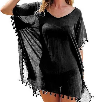

Women Beachwear cover up beach woman Swimwear Bikini Newest Hot Sale Summer Beach Wear Tassel Summer Short Dress robe de plage