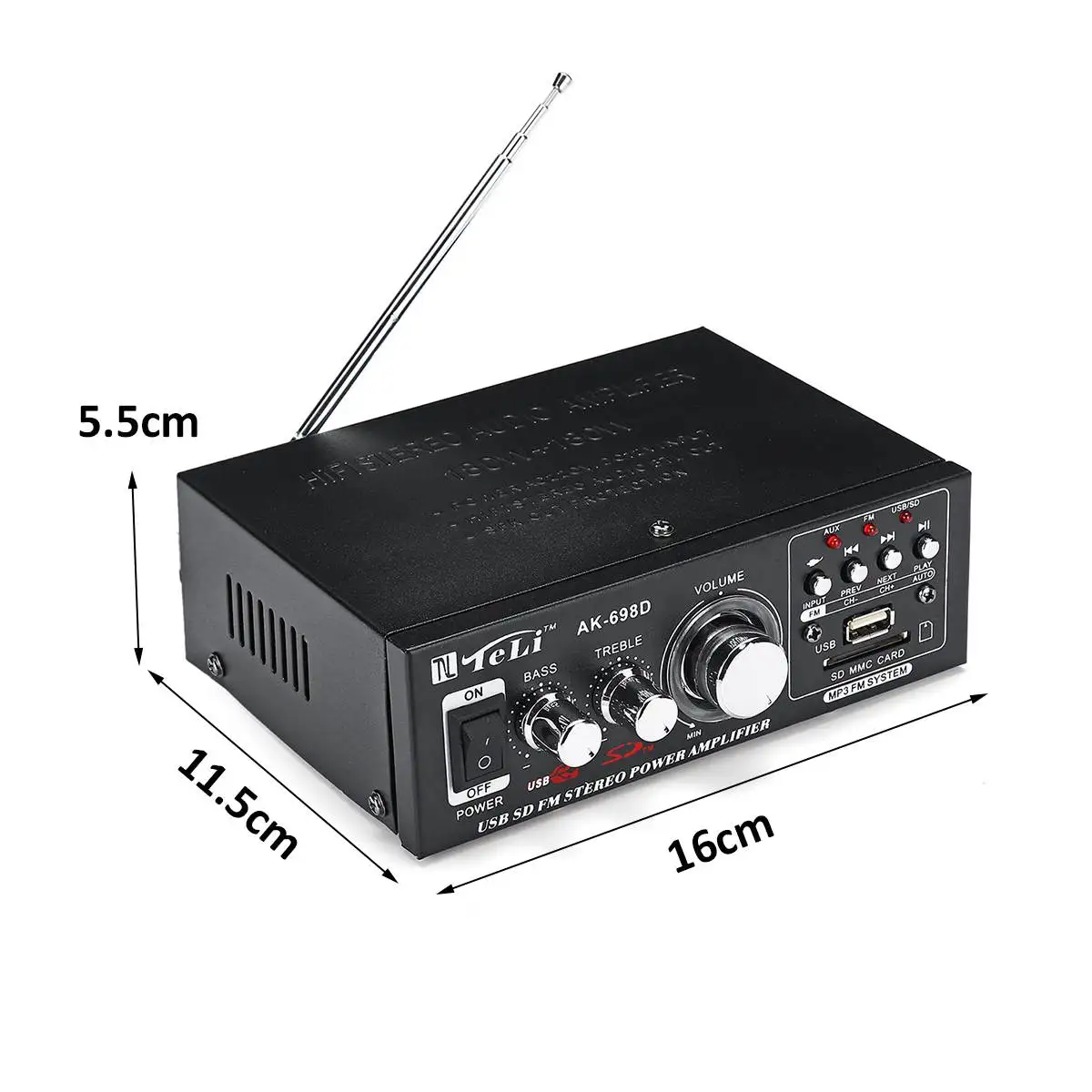 360W 12V/220V HIFI Audio Stereo Power Amplifier FM Radio 2CH Car Home Amplificador Audio with Remote Control