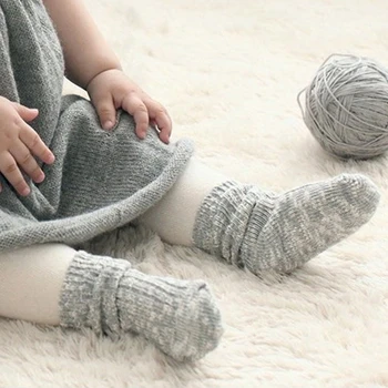 

2018 Kids Socks Baby Solid Color Cotton Winter Warm Anti Slip Socks For Boy Girl High Socks Toddler Wool Accessories 0-4years