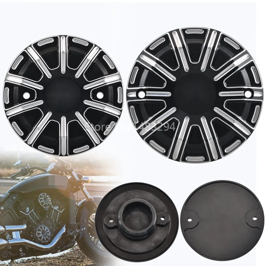 

Black/Sliver Ported Cylinder Heads Clutch Guard Cover Brake Fluid Reservoir Cap For Indian Scout Bobber Sixty 15-18 New