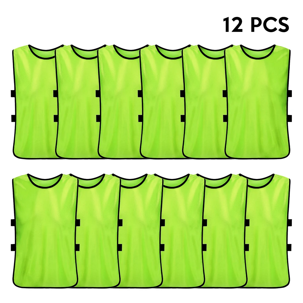 

12 PCS Adults Soccer Pinnies Quick Drying Football Jerseys Vest Scrimmage Practice Sports Vest Breathable Team Training Bibs