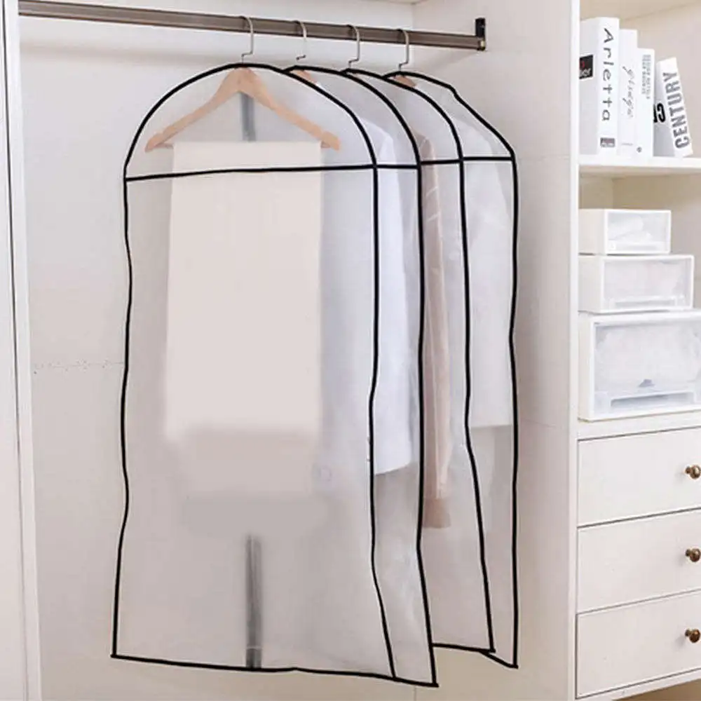 3pcs Clothing Covers Suit Bag Moth Proof Garment Breathable Zipper Dust