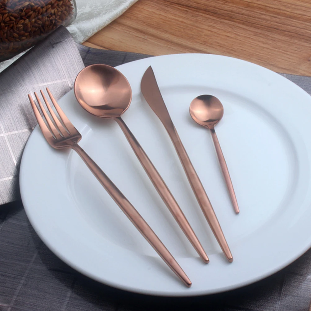 

Stainless Steel Western Food Serving Spoon Creative Mirror Polishing Coffee Stirring Spoon Tea Spoon (Rose Gold)