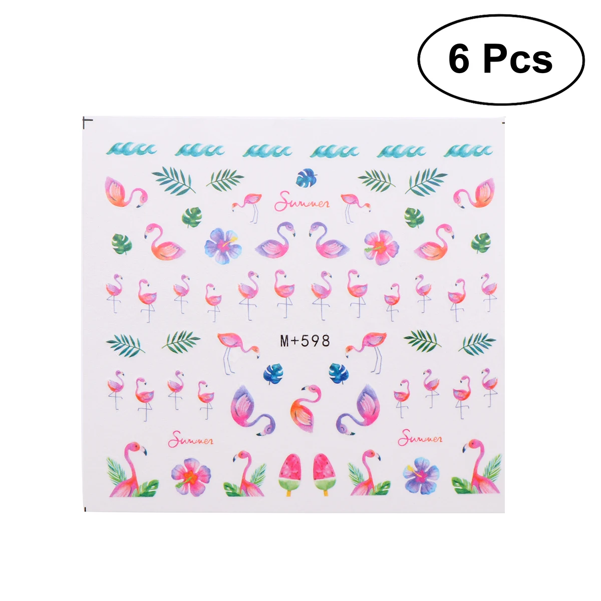 

6Pcs Cartoon Flamingo Nail Art Sticker Manicure Decor Decal Decorative Nail Art Tip Nail Art Decals DIY Nail Salon