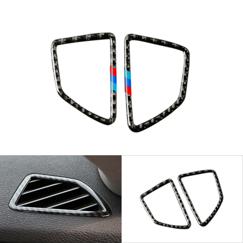 

2PCS Car Carbon Fiber Air Condition Ali Vent Outlet Cover Decorative Trim For BMW X5 X6 E70 E71 2008 2009 2010 2011 2012 2013