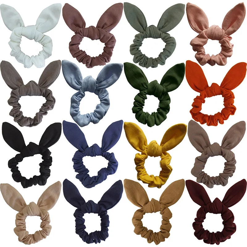 

2019 New Cute Bunny Ear Girl Hair Rope Scrunchies Bowknot Elastic Hair Bands for Women Bow Ties Ponytail Holder Accessories