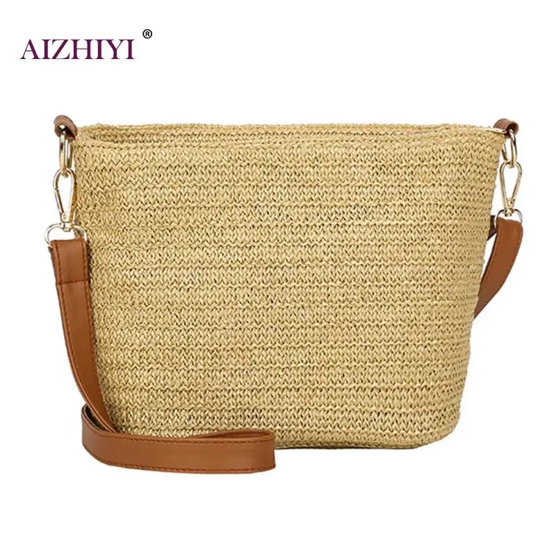 

Women Summer Beach Straw Bags Bohemian Travel Casual Bucket Female Messenger Bag Mini Fashion Ladies Weave Rattan Shoulder Bag