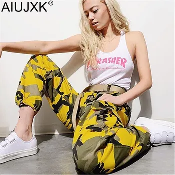 

AIUJXK Women High Waist Camouflage Pants Fashion Casual Loose Plus Size Trousers Sweatpants Harajuku Streetwear Camo Harem Pant