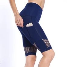 Женские Нейлон Йога Спортивные Шорты Бег Теннис карман сетки быстросохнущие эластичные дышащие фитнес карман плотные шорты брюки