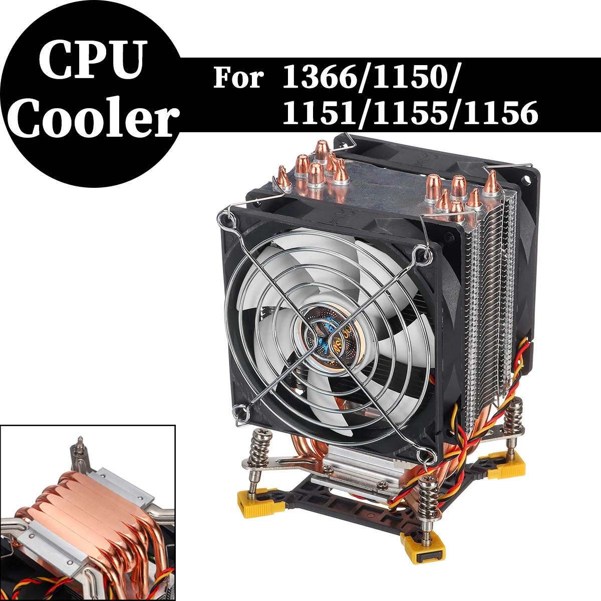 90 мм 3Pin 6 медных тепловых трубок кулер процессора радиатор тихий вентиляторы охлаждения радиатора для Intel 1366/1155 с железной сеткой