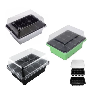 

2 Set 12 Cells Hole Plant Pot Seed Tray Plastic Nursery Tray Starter With Lids Garden Tools Grow Box Greenhouse Kit 3 Color