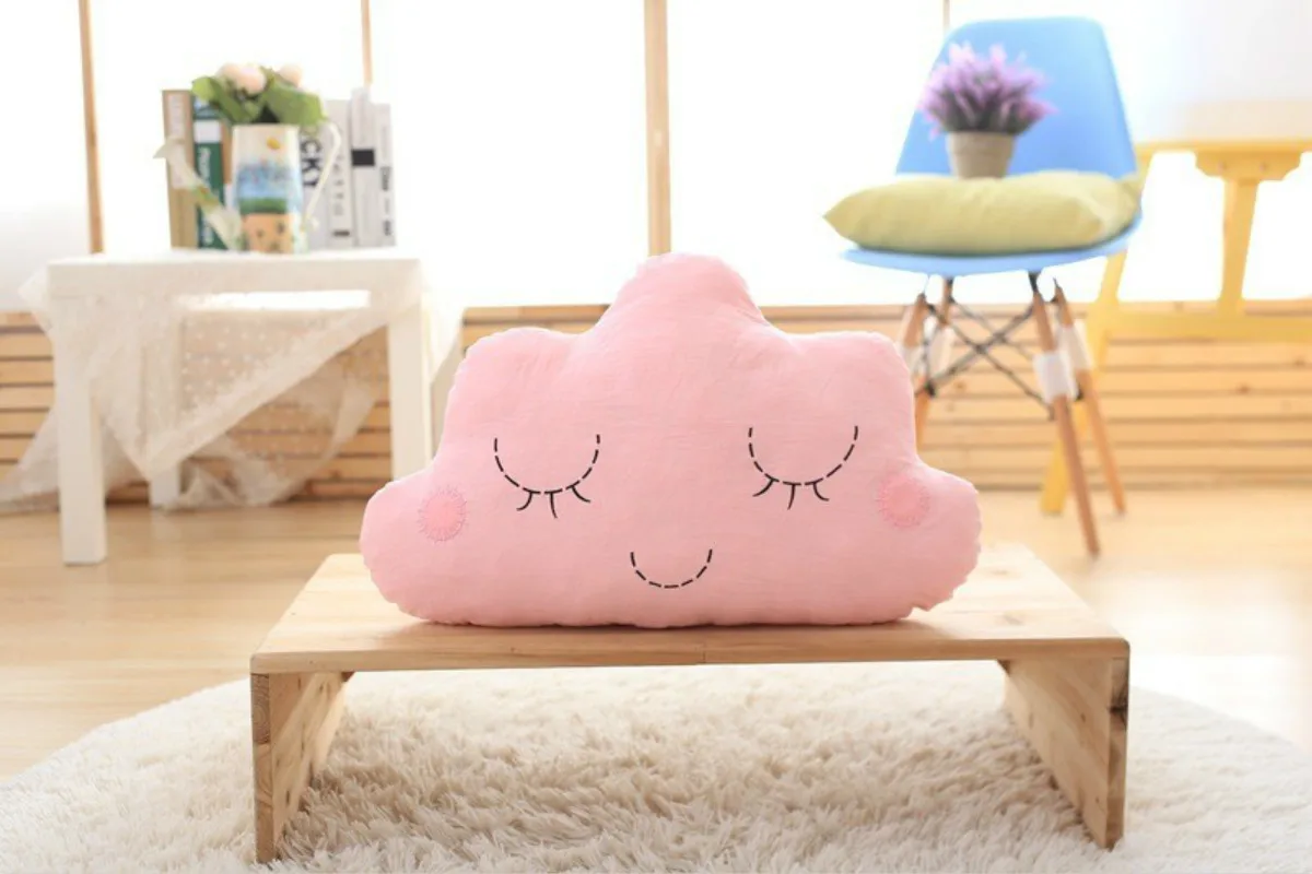 50 см милый мультфильм Kawaii облако смайлик розовый синий лицо мягкая плюшевая