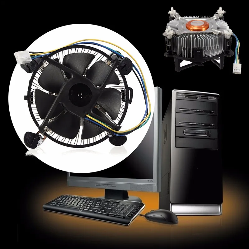 

High Quality PC CPU Cooler Cooling Fan Heatsink For Intel Core 2 LGA Socket 775 to 3.8G E97375-001 4Pin 12V