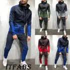 2019 Fashion Men Tracksuit Sets Slim Fit Jogging Tracksuit Sports Gym Sweat Suit Athletic Apparel Outfit Men discolor Set