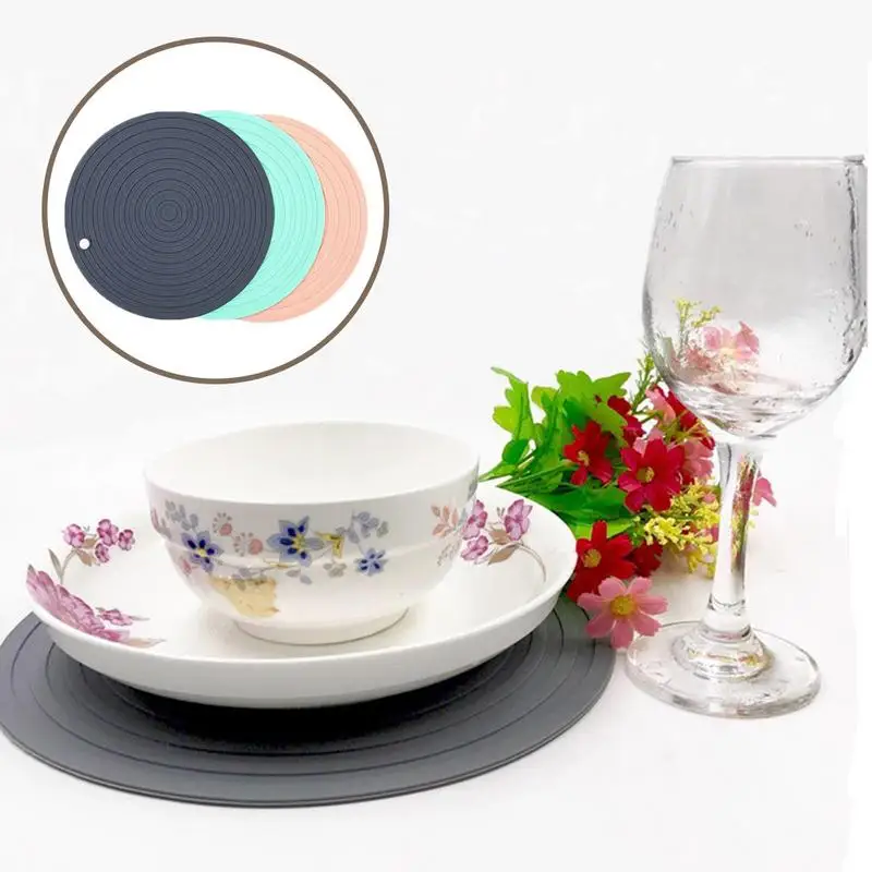 

2pc Silicone Dining Table Place Mat Kitchen Tool Tableware To Prevent The Hot Pad Baking Coaster Coffee Tea Place Mat Kitchen