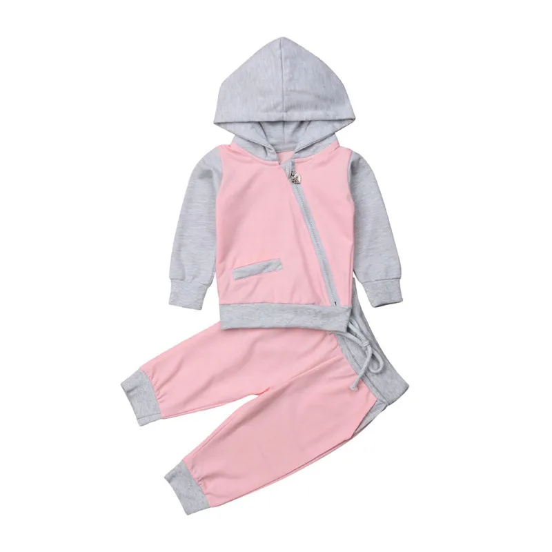 

2PCS Newborn Baby Girls Clothing set Autumn patchwork cotton Hoodie Tops+Pants Outfits baby girl boy Clothes Sets Tracksuit