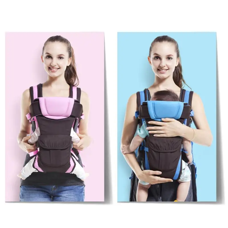 

0-24 Months 4 in 1 Newborn Baby Carrier Breathable Adjustable Wrap Sling Backpack Pouch Multi-functional Infant Sling Hipseat