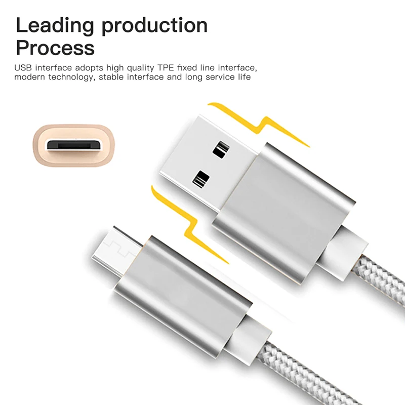 Нейлоновый зарядный кабель AWI Micro USB для Samsung Galaxy S7 S6 Huawei Xiaomi Redmi 4 LG Android Phone быстрое